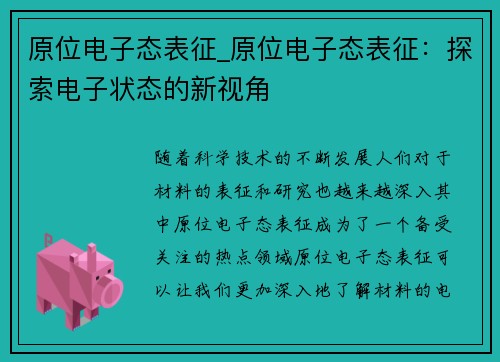 原位电子态表征_原位电子态表征：探索电子状态的新视角